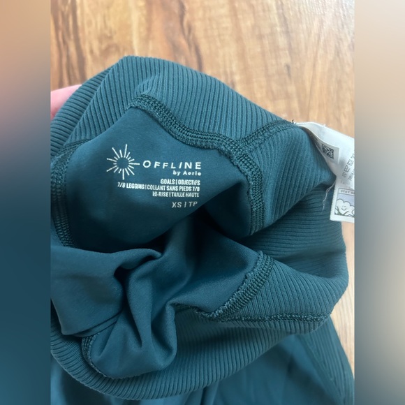 Aerie Offline High Rise 7/8 Ribbed Panel Emerald Green Leggings Size XS - Picture 4 of 7